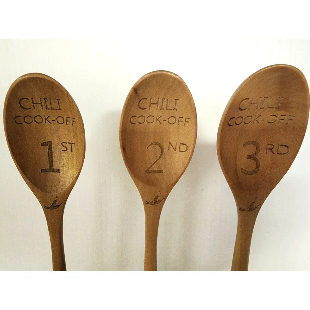 Chili Cook off Award Wooden Spoons - 1st 2nd 3rd on stands   New